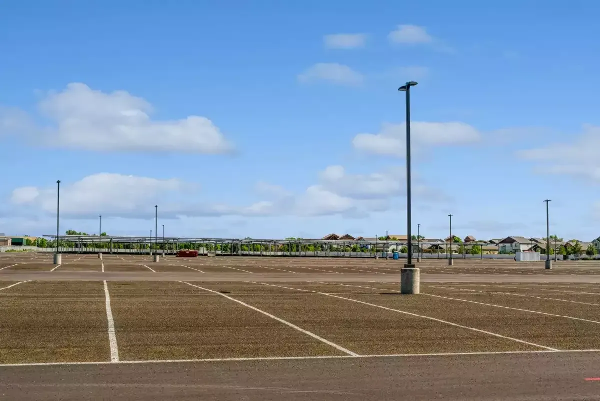 Uncovered parking spaces.