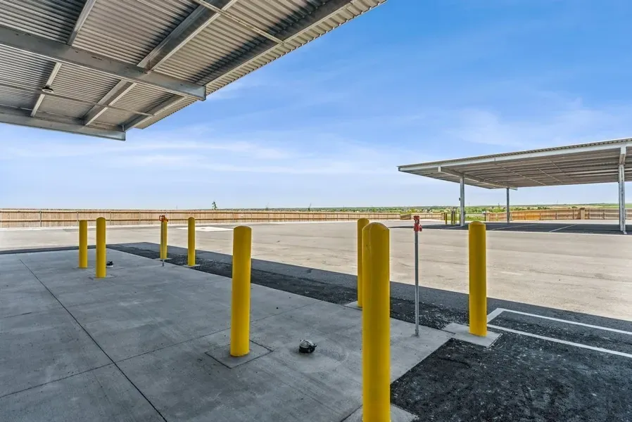 Empty lot of covered parking spaces