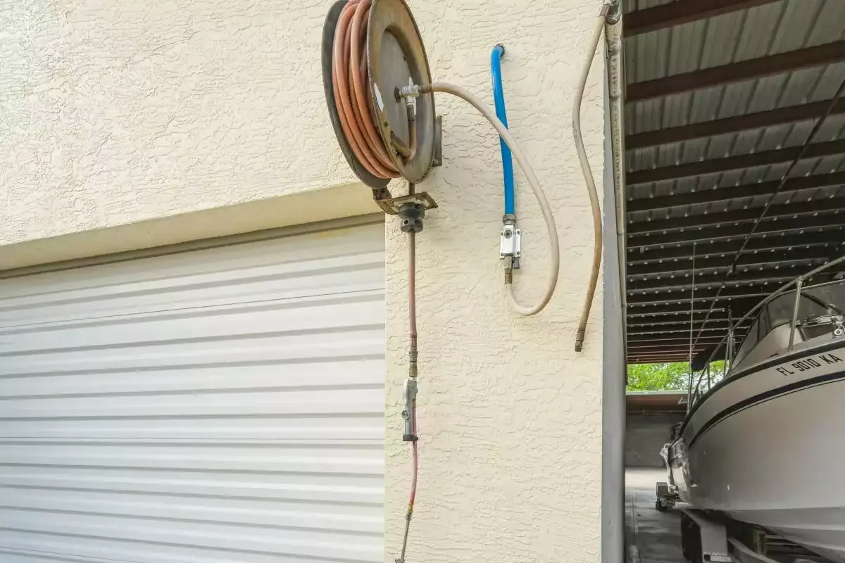 Air compressor next to parking space.