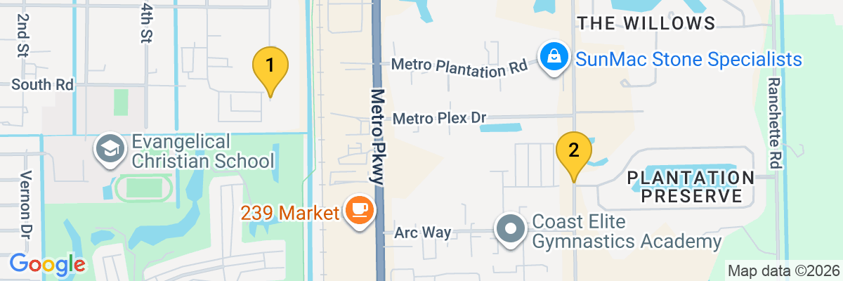 Map showing facility locations