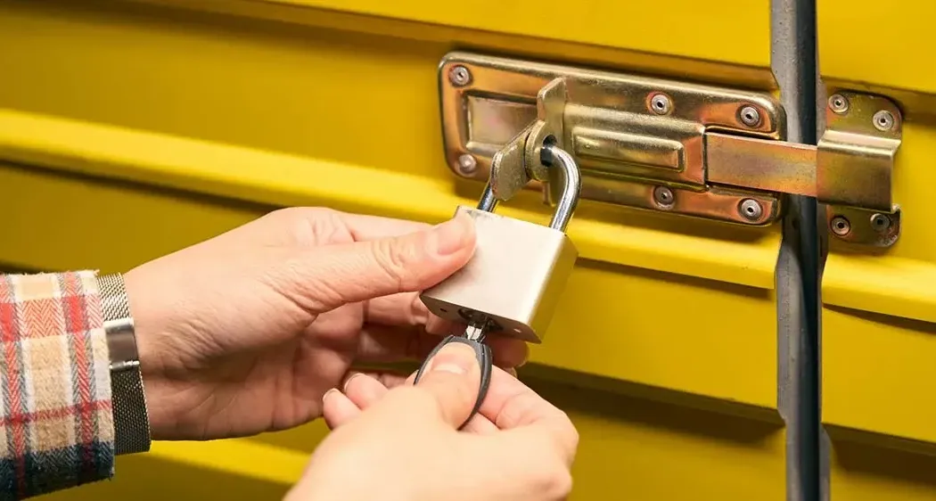 Person unlocking storage unit